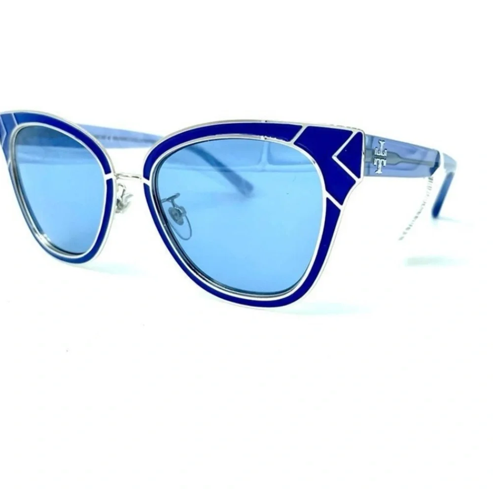 Tory Burch Cat Eye Sunglasses TY6061 Blue Deco NWT - Picture 2 of 11